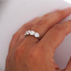3.15 Carat Diamond 5 Stone Half Eternity White Gold Wedding Band Ring