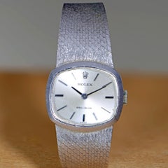 Rolex Precision 2644 Vintage 1971 Silver Dial 18K White Gold Mesh Bracelet Watch