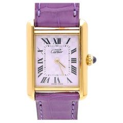 Cartier Must de Cartier Tank 2415 Japan Limited Purple Checkerboard Dial Vermeil