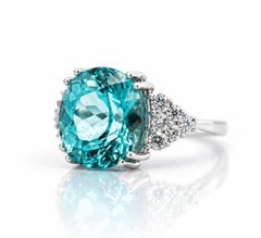 GIA Certified 9.48 Carat Paraiba Tourmaline Diamond Cluster Ring