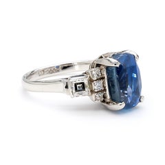 2.51 Carat Oval Blue Sapphire & Mixed Diamond Platinum Filigree Ring
