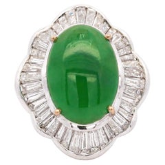 GIA Cert. 8 Carat Burma Jadeite Jade & Diamond 18K White Gold Ballerina Ring