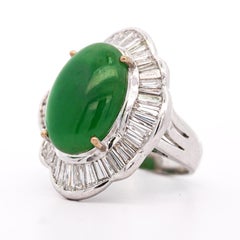 GIA Cert. 8 Carat Burma Jadeite Jade & Diamond 18K White Gold Ballerina Ring
