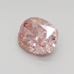 Diamante natural suelto, certificado por el GIA, de 1,76 quilates, color rosa anaranjado «Fancy», talla cojín