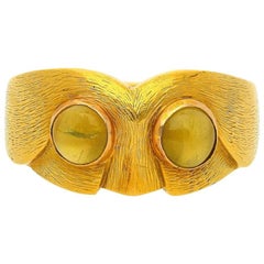Potter and Mellen Handmade "Owl" Cats-Eye and Gold Ring