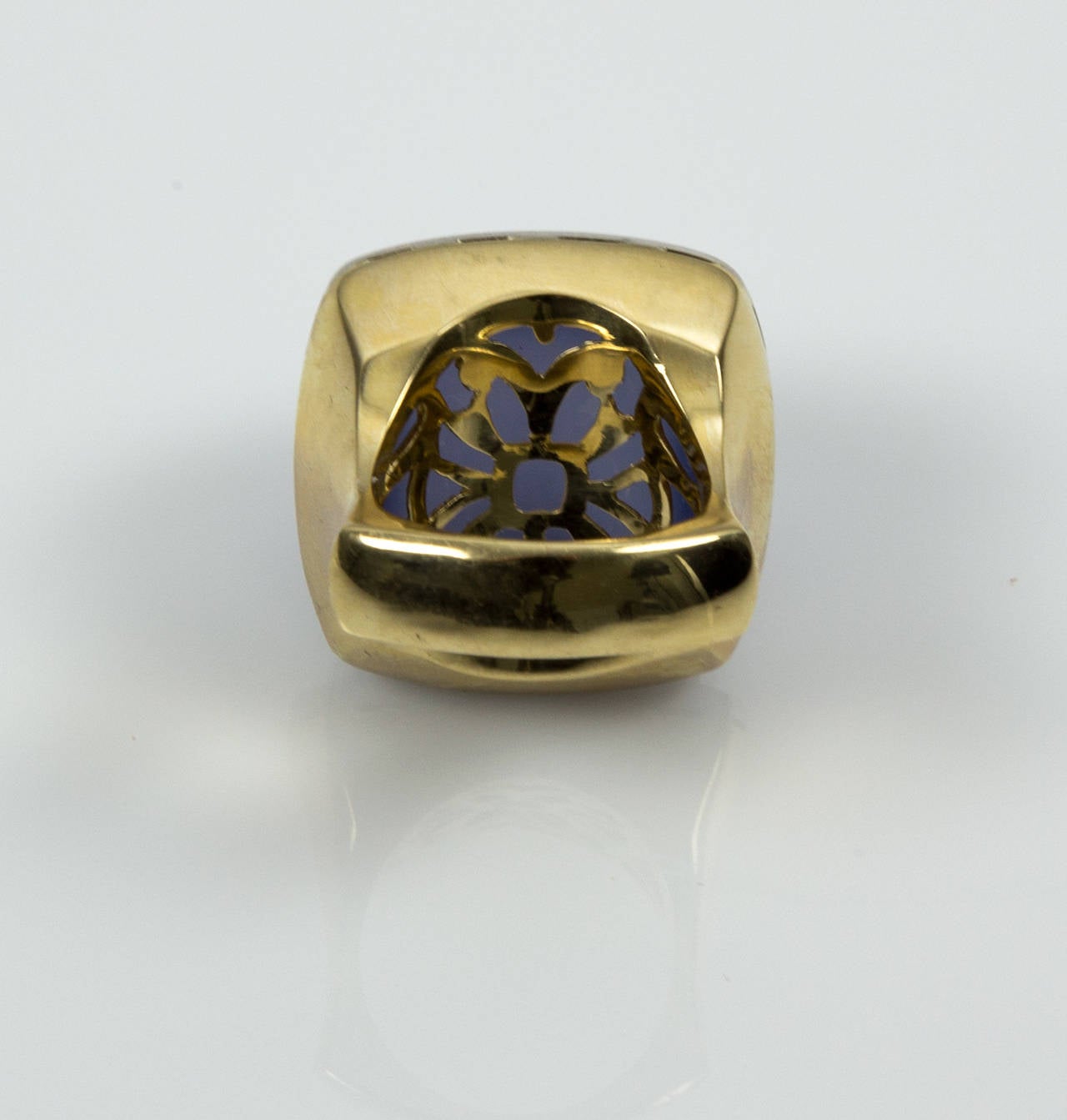 Chalcedony Sugarloaf Diamond Gold Ring Estate Fine Jewelry In New Condition For Sale In Montreal, QC