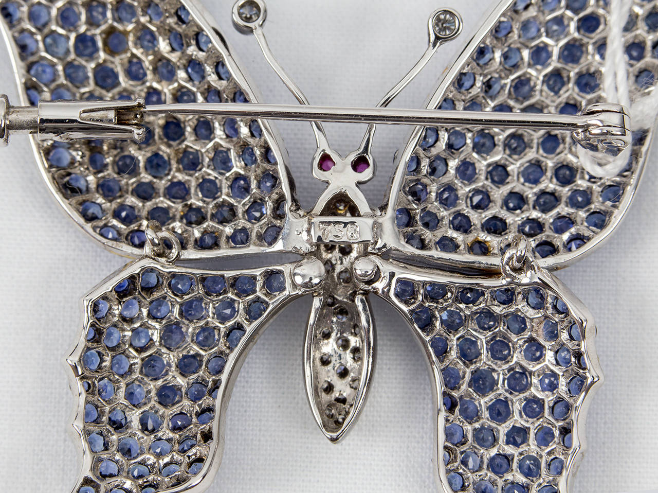 Modernist Stunning Sapphire Diamond Gold Tremblant Butterfly Pin Brooch
