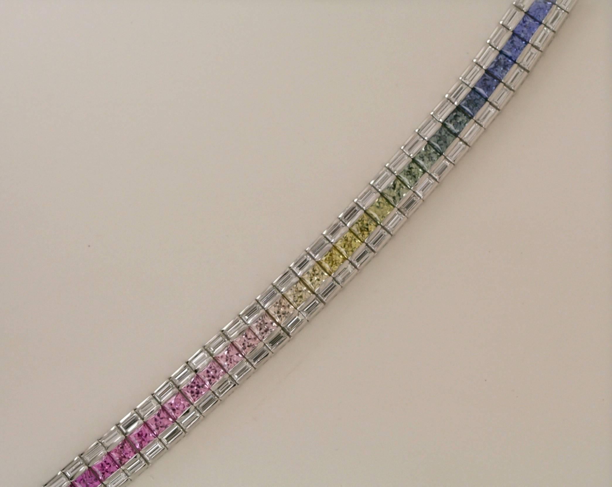 rainbow sapphire tennis bracelet