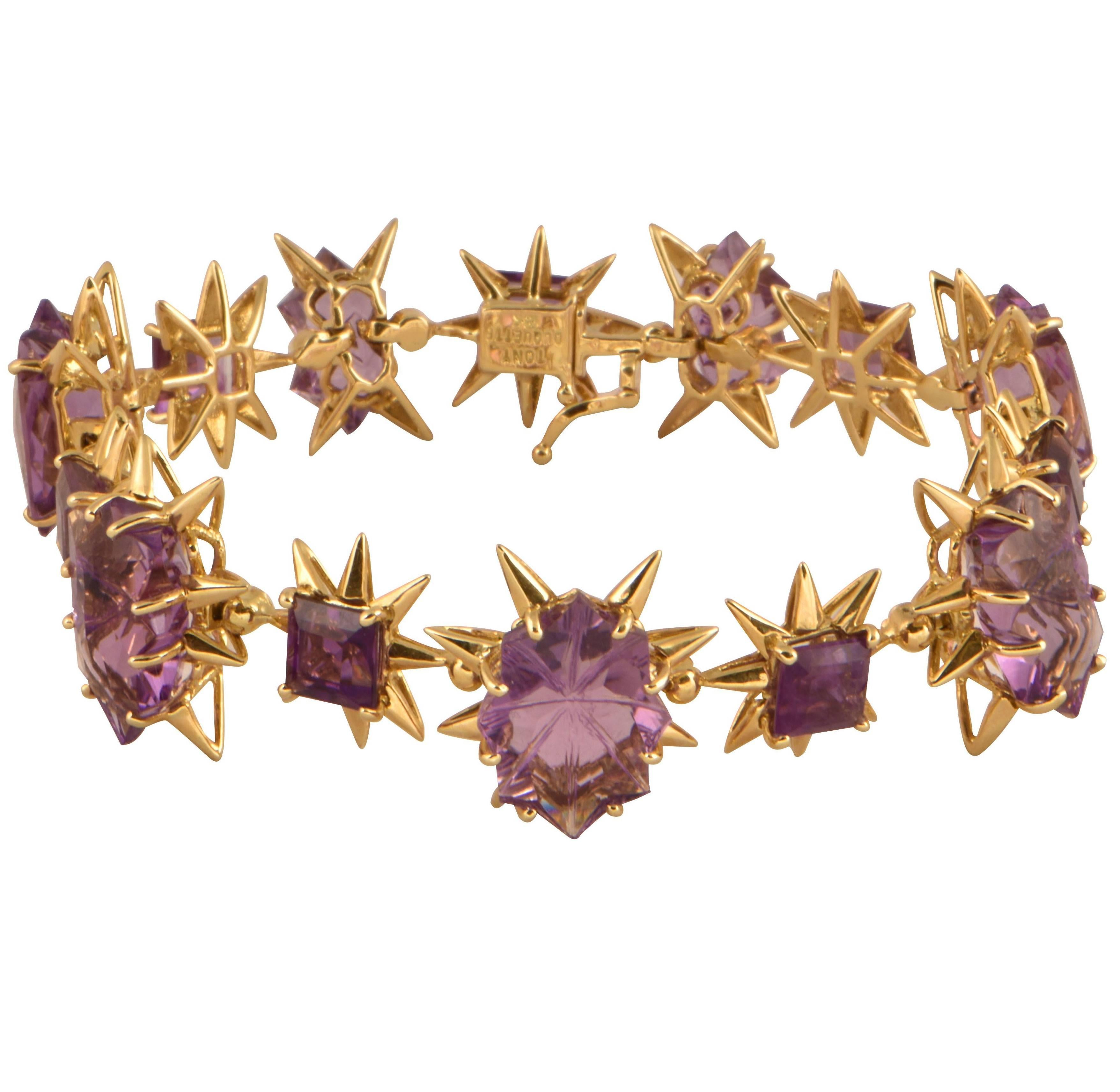 Tony Duquette 58 Carat Amethyst Gold Bracelet