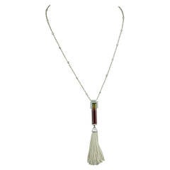 Bicolor Tourmaline Seed Pearl Diamond Gold Tassel Sautoir Necklace 4