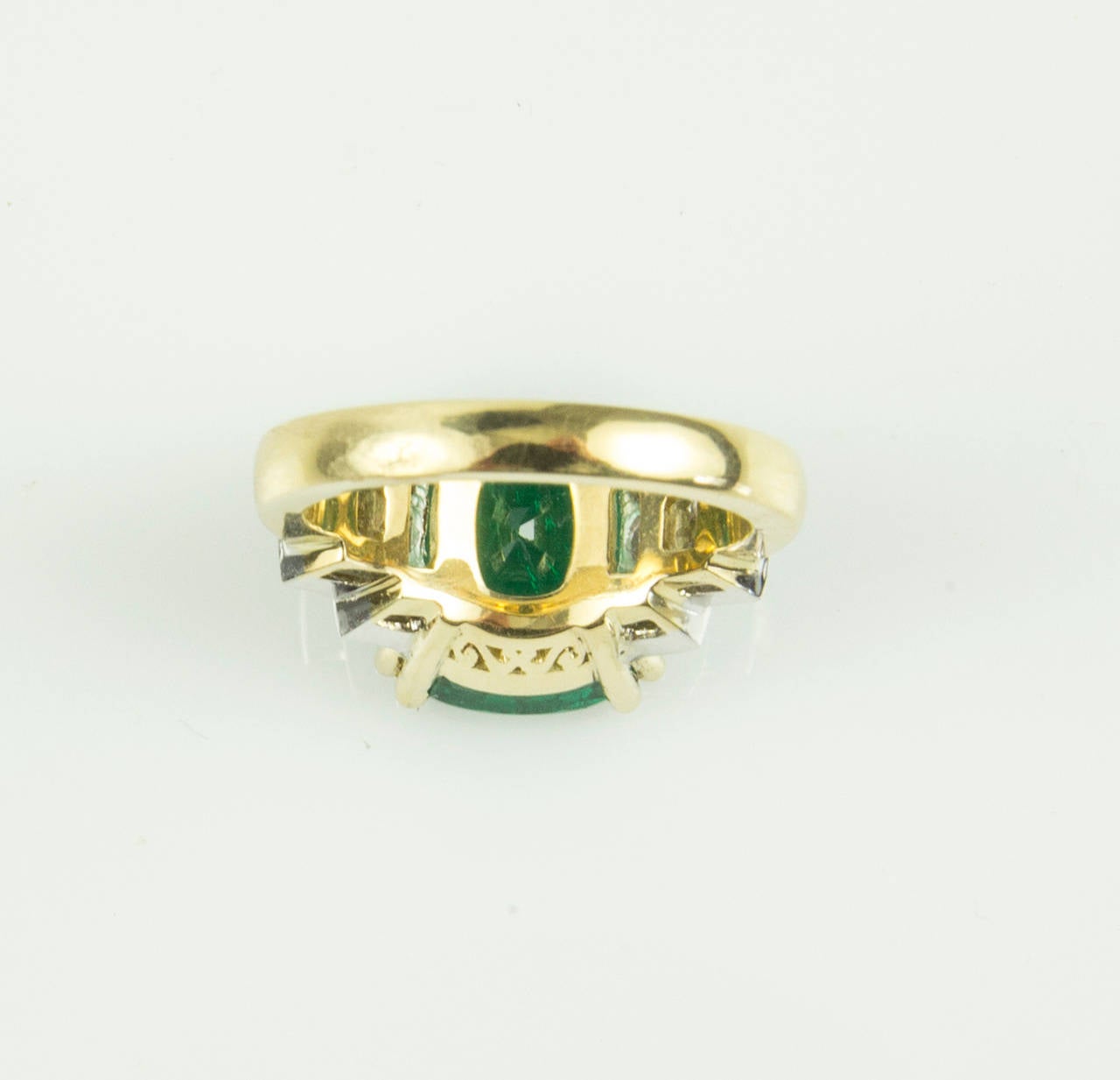 7.60 Carat Cushion Cut  Emerald Diamond Gold Ring 1