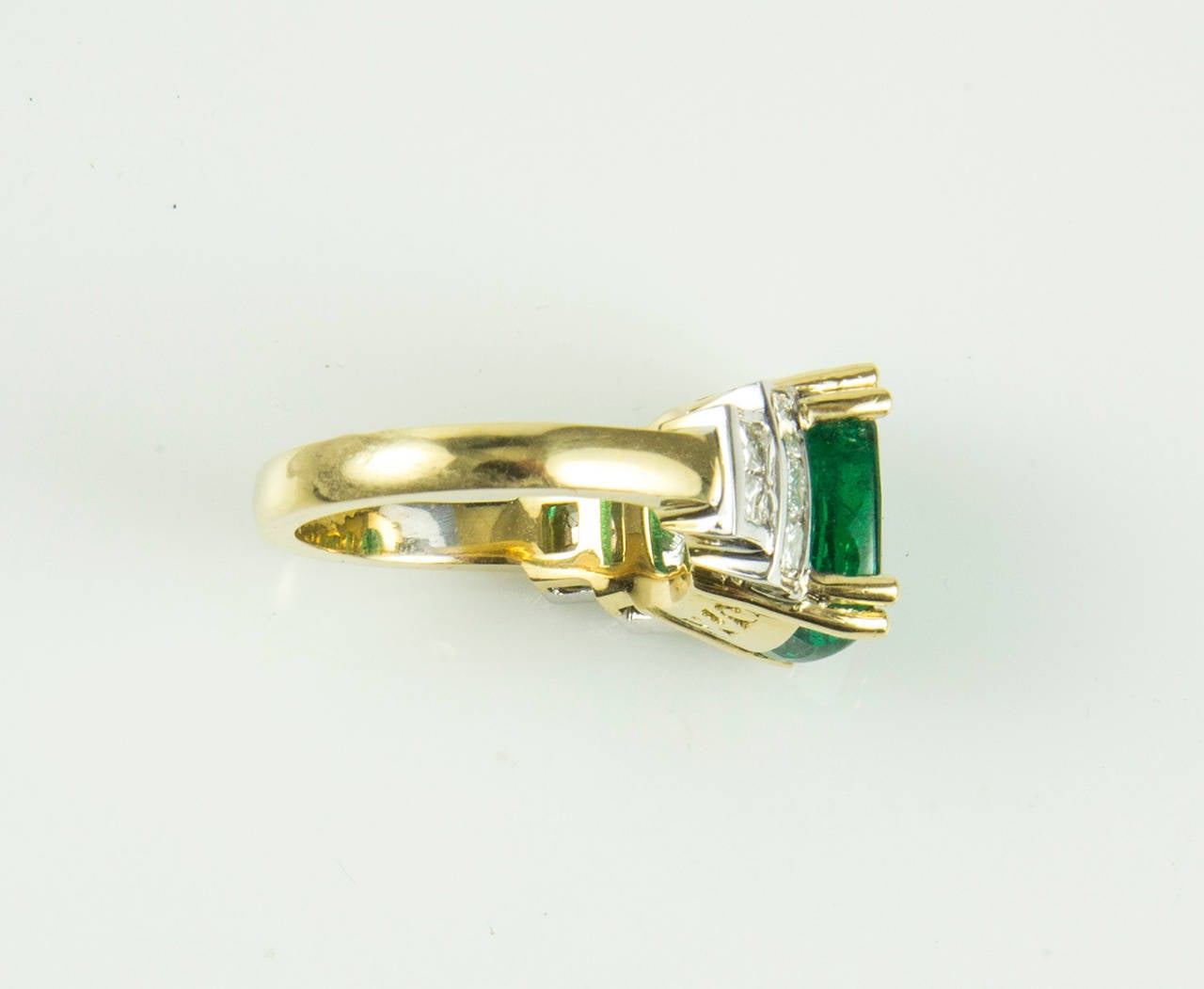 Women's 7.60 Carat Cushion Cut  Emerald Diamond Gold Ring