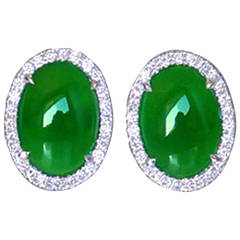 Natural Jade Diamond Gold Earrings 6