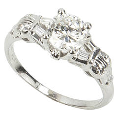 1930s  Diamond Platinum Solitaire Engagement Ring