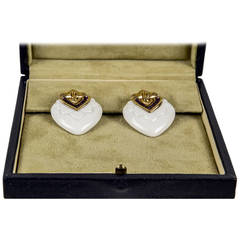 Bulgari Bvlgari Ceramic Amethyst Gold Heart Drop Earrings