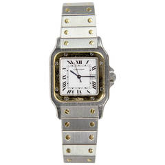 Cartier Stainless Steel and Gold Santos Two-Tone Automatic Wristwatch with Date