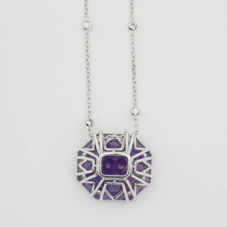 Women's 68.2 Carat Amethyst Fancy Cut Gemstone Pendant Necklace