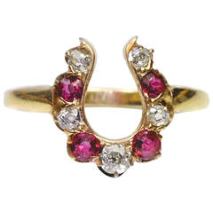 Vintage Ruby Diamond Horseshoe Ring