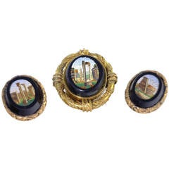 Victorian Micro Mosaic Brooch and Button Set 6