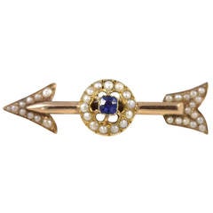 Victorian Pearl and Synthetic Sapphire Brooch