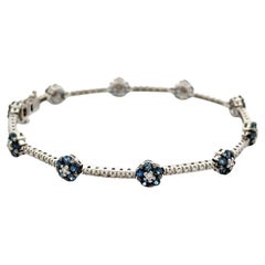 Vintage Sapphire Flower and RBC Diamond Gold Link Bracelet