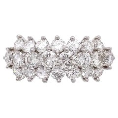 3 row Diamond Mid Century Modern 1960s Platinum Band Ring