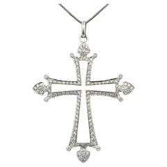 Collier à pendentif Fleur de Lys RBC en or à motif ouvert en forme de croix Vintage