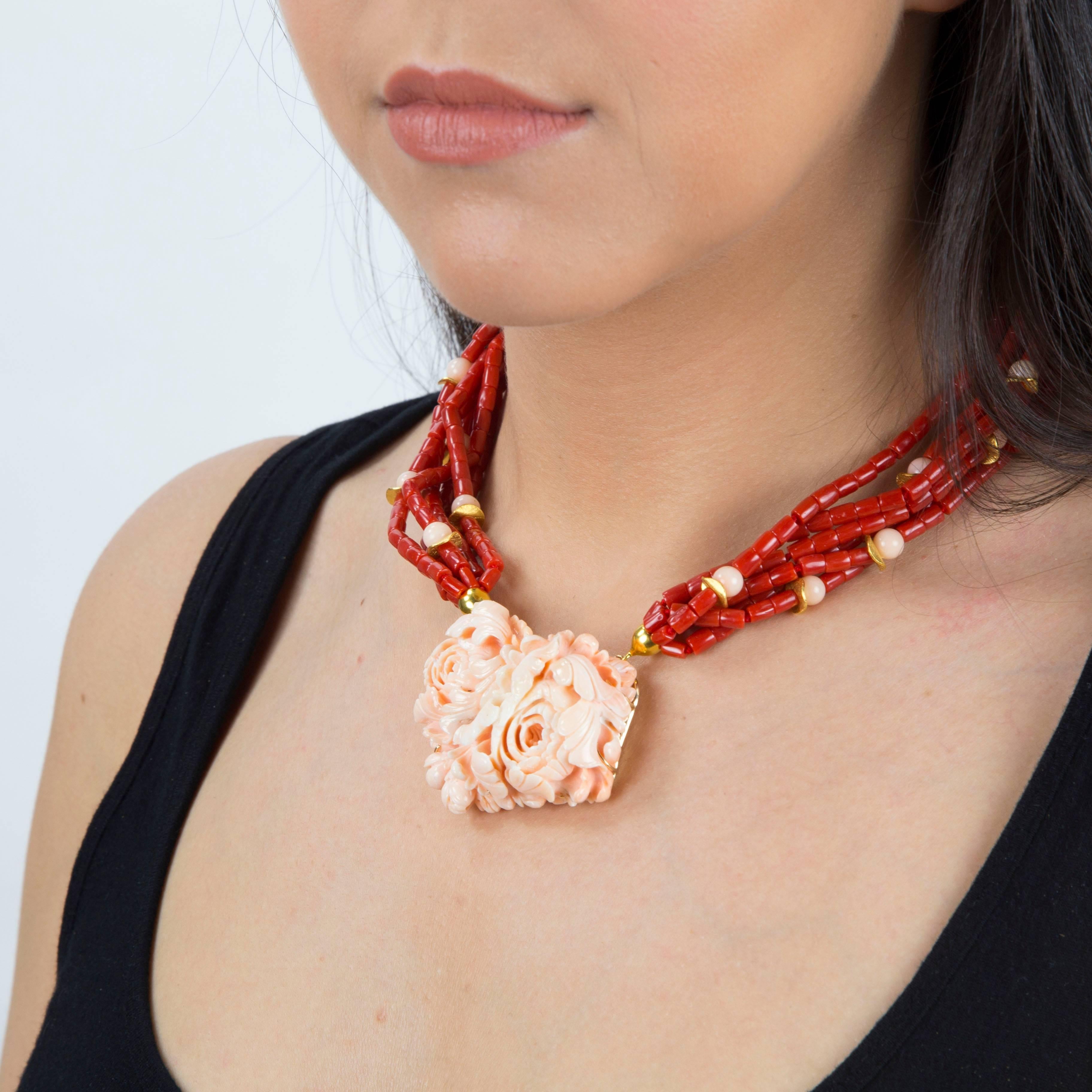 coral flower pendant
