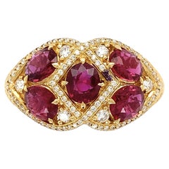 Vintage KAT FLORENCE Designer NO HEAT Rubies and Diamond Statement Cocktail Ring