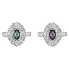 Vintage Brazilian Alexandrite GIA and Diamond Platinum Double Halo Cocktail Ring