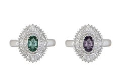 Vintage Brazilian Alexandrite GIA and Diamond Platinum Double Halo Cocktail Ring