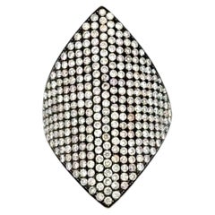 Vintage RBC Diamond, Black Gold Navette Wide Band Ring