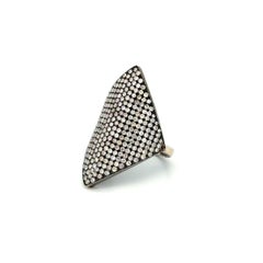 Vintage RBC Diamond, Black Gold Navette Wide Band Ring
