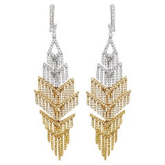 Vintage RBC Diamond 2-Tone Gold Fan Chandelier Statement Drop Earrings