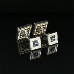 Vintage Sapphire and Diamond Gold Cufflinks Fine Estate Jewelry