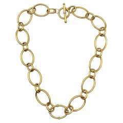 Vintage Jude Frances Designer Open Oval Link RBC Diamond Station Necklace