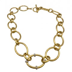 Vintage Jude Frances Designer Open Oval Link RBC Diamond Station Necklace