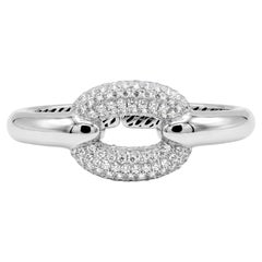 Vintage RBC Diamond 18K White Gold Statement Open Chain Link Bangle Bracelet