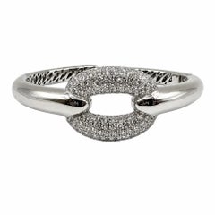 Vintage RBC Diamond 18K White Gold Statement Open Chain Link Bangle Bracelet