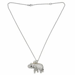 Vintage RBC Diamond Encrusted 2-tone Gold Elephant Awesome Pendant Necklace