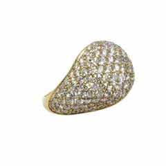 Vintage Crivelli Designer RBC Diamond Pave Gold Pinky Ring Fine Estate Jewelry