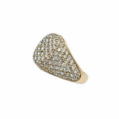 Vintage Crivelli Designer RBC Diamond Pave Gold Pinky Ring Fine Estate Jewelry