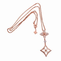 LOUIS VUITTON Color Blossom M Star Multi-Motif Diamonds MOP Pendant Necklace