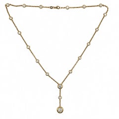 Vintage RBC Lariat Diamond by the Yard Gold Drop Necklace
