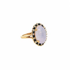 Vintage 7 Carat Lavender Jade, Sapphire and Diamond Gold Cocktail Ring