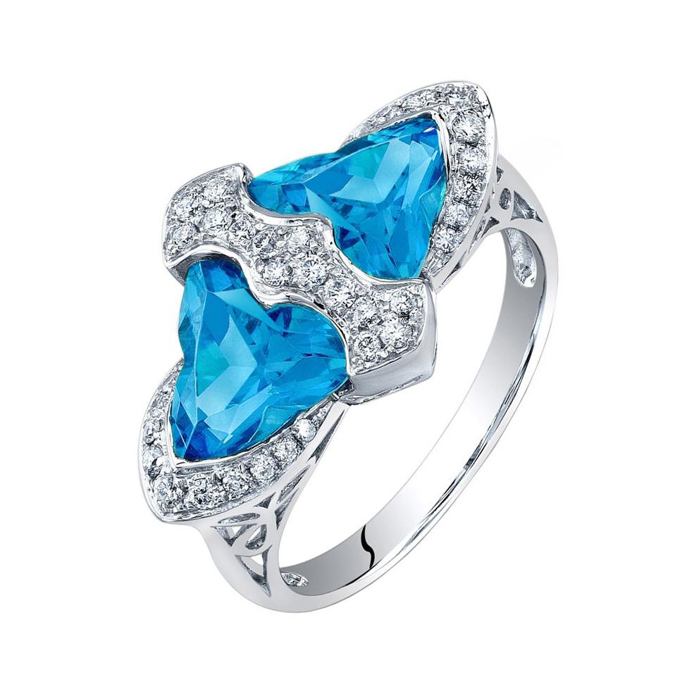 Contemporary Beautiful Blue Topaz Diamond Gold Ring For Sale