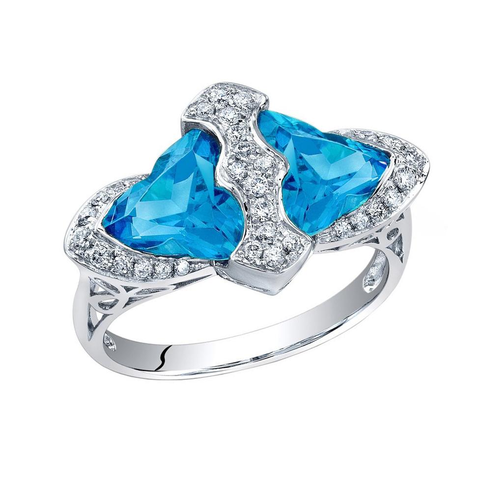 Mixed Cut Beautiful Blue Topaz Diamond Gold Ring For Sale