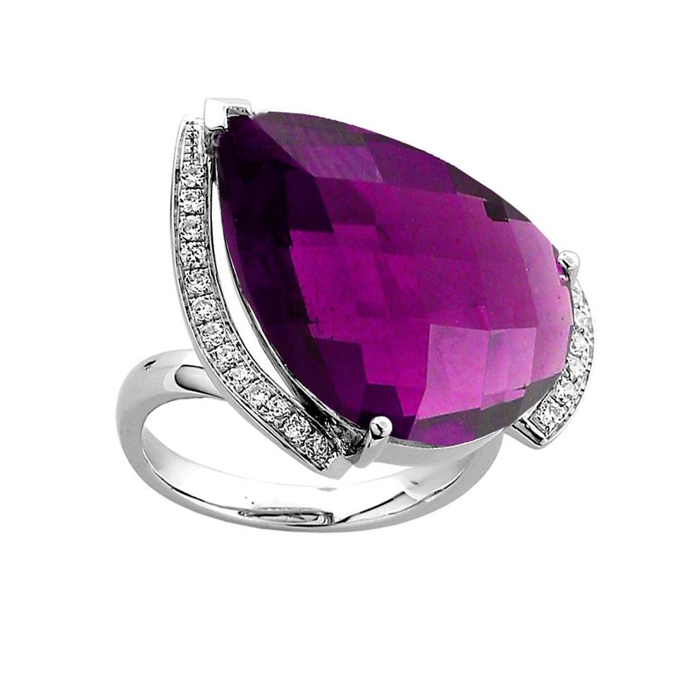 15.55 Carat Amethyst Diamond Gold Statement Ring Estate Fine Jewelry In Excellent Condition In Montreal, QC