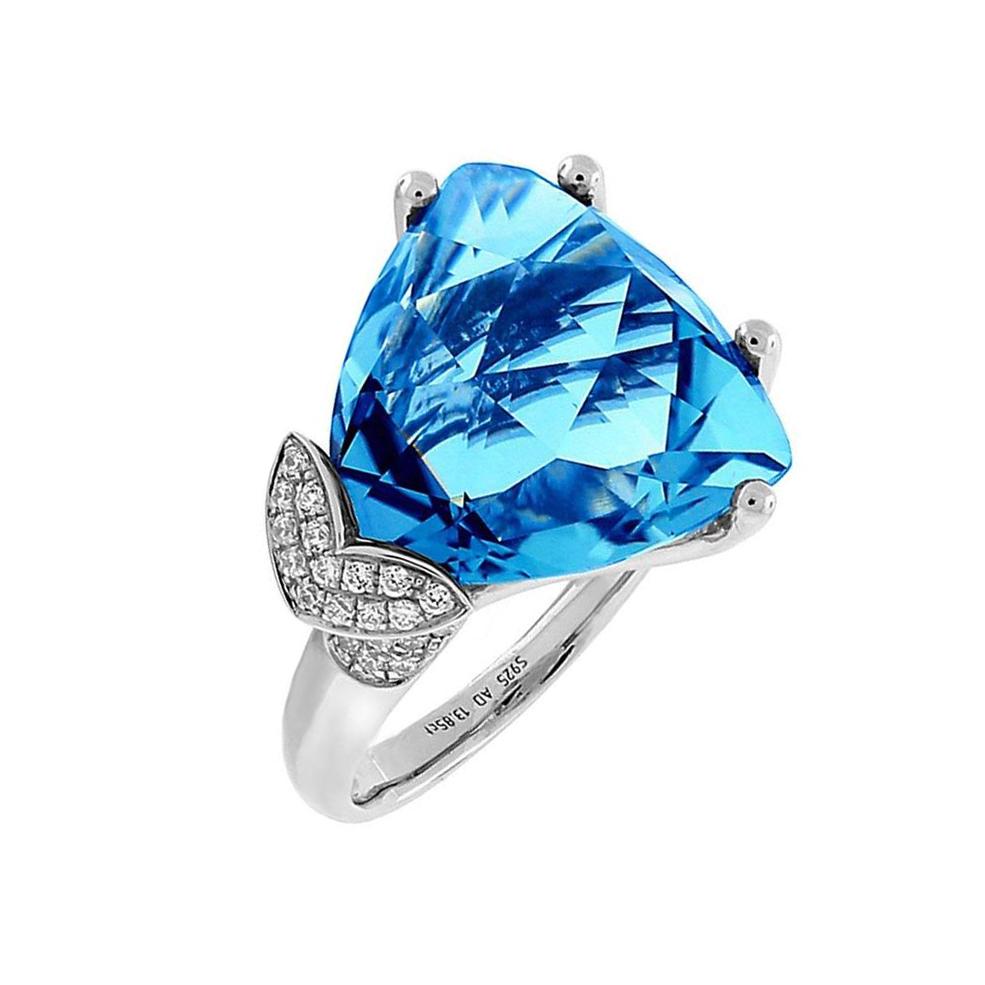 Schweizer Blauer Topas Diamant Gold Ring Nachlass feiner Schmuck (Zeitgenössisch) im Angebot