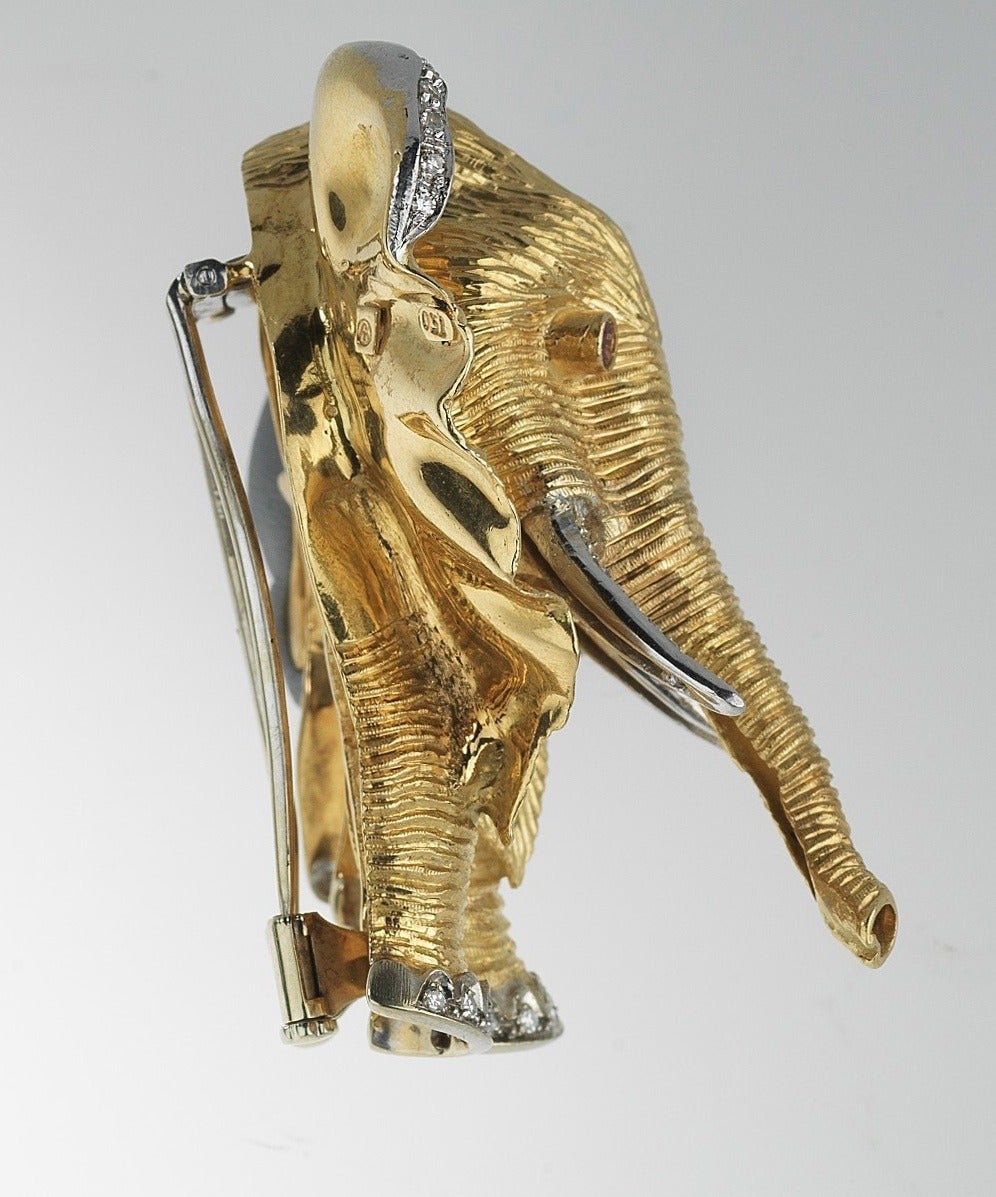 gold elephant brooch
